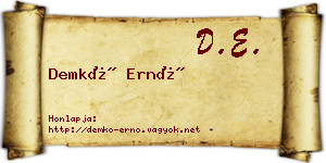 Demkó Ernő névjegykártya